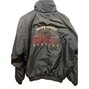 Vintage Seattle Black jacket coat Top Gear workwear embroidered skyline Sz L